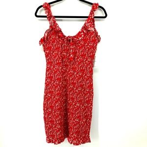 JAPNA Smocked Red Sleeveless Dress